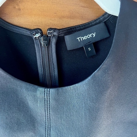 Theory Bristol Leather Modern Seamed C. Combo Sleeveless Tank Shell in Black, S - Picture 6 of 13
